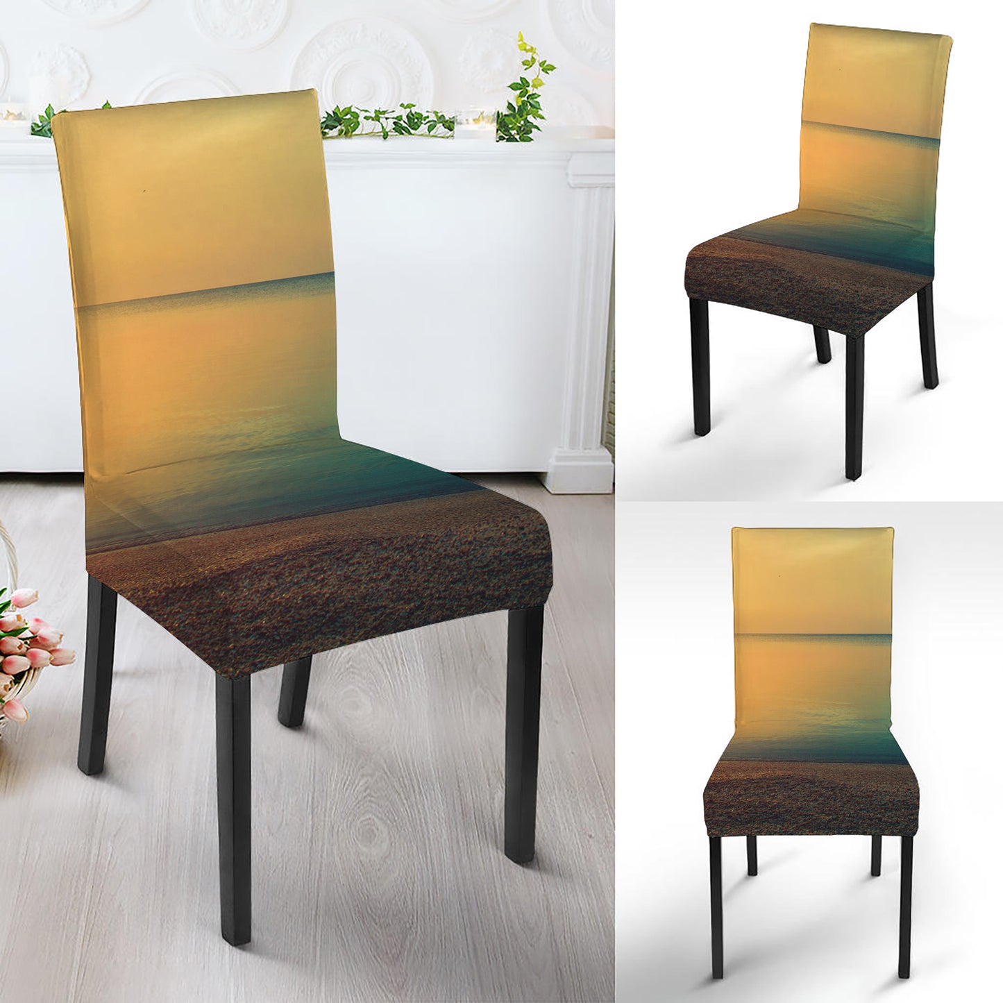 Sunrise Beach Print Dining Chair Slipcover