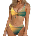 Sunrise Beach Print Front Bow Tie Bikini