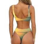 Sunrise Beach Print Front Bow Tie Bikini