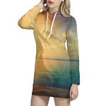 Sunrise Beach Print Hoodie Dress