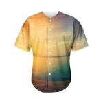 Sunrise Beach Print Men's Baseball Jersey