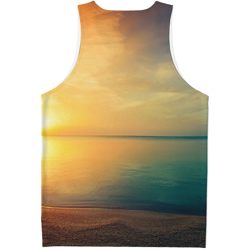 Sunrise Beach Print Men's Tank Top