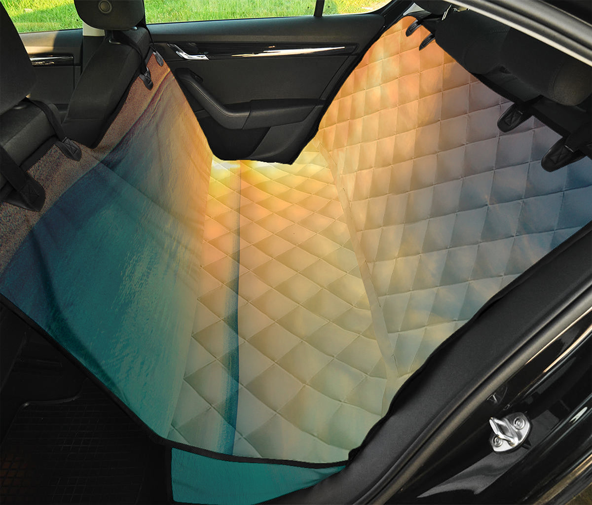 Sunrise Beach Print Pet Car Back Seat Cover
