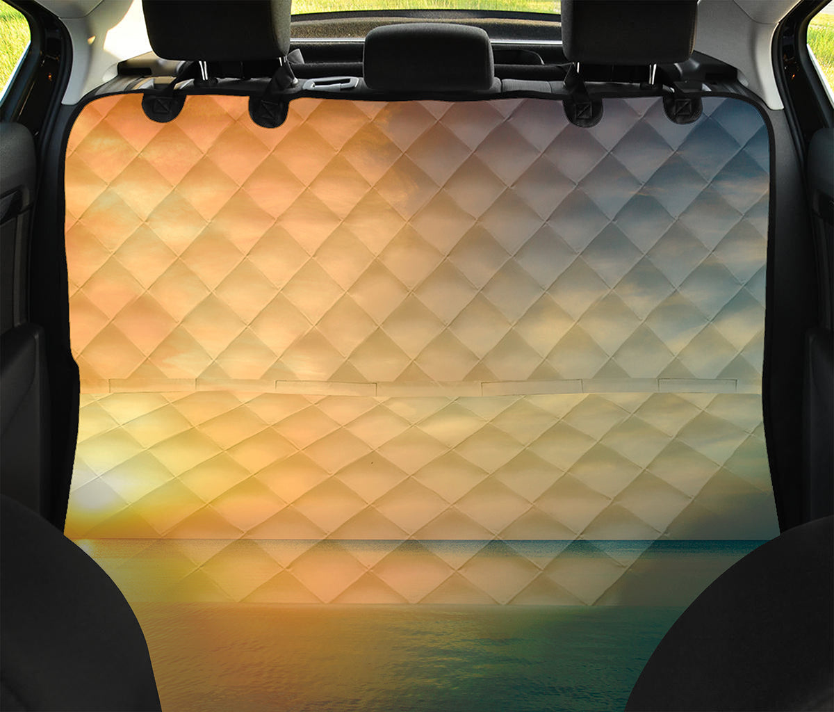 Sunrise Beach Print Pet Car Back Seat Cover