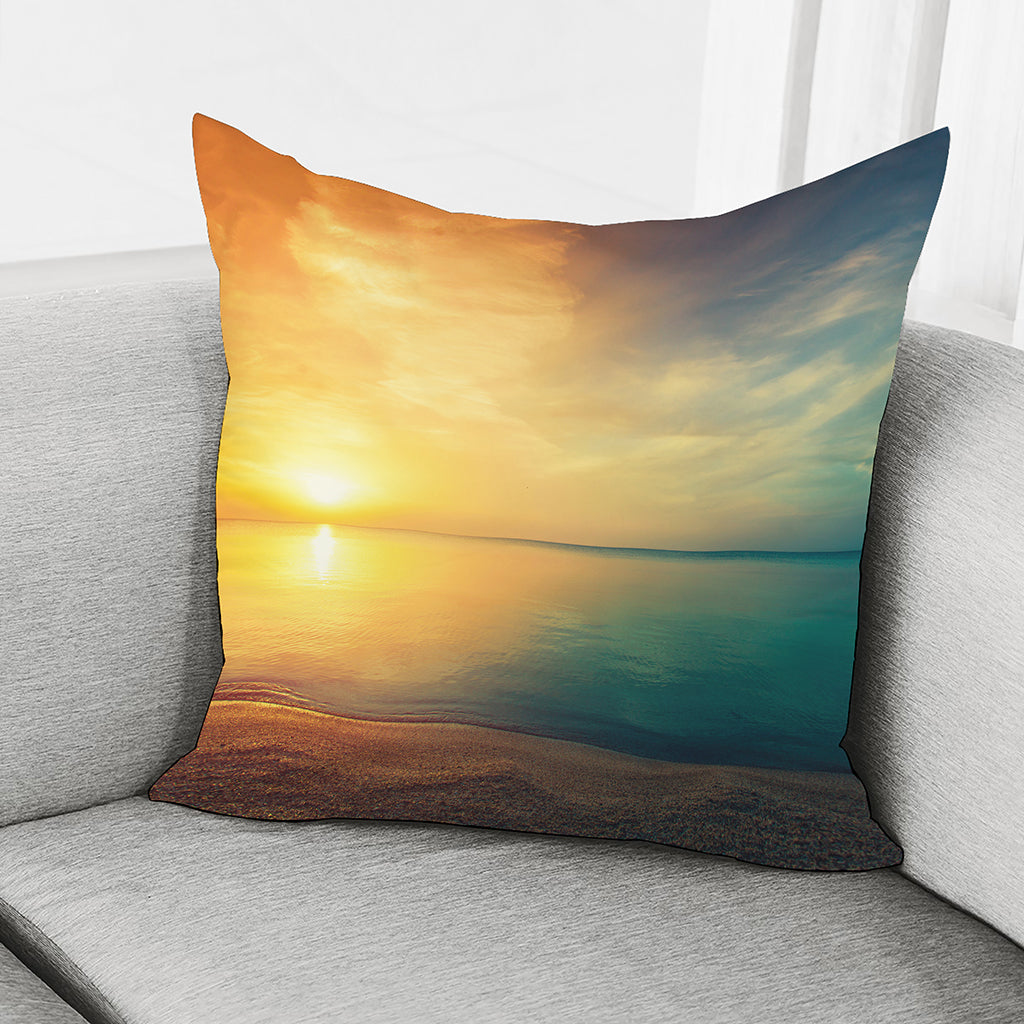 Sunrise Beach Print Pillow Cover