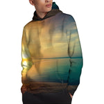 Sunrise Beach Print Pullover Hoodie