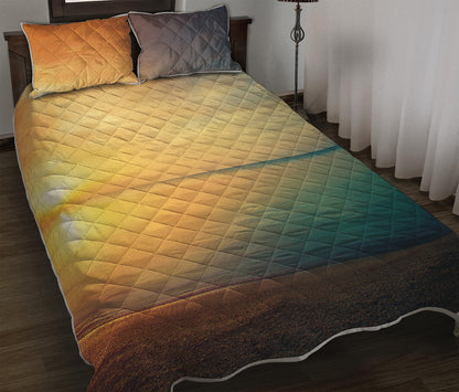 Sunrise Beach Print Quilt Bed Set