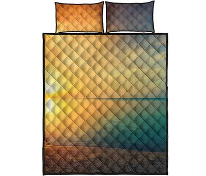 Sunrise Beach Print Quilt Bed Set