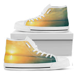 Sunrise Beach Print White High Top Shoes