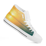 Sunrise Beach Print White High Top Shoes