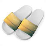 Sunrise Beach Print White Slide Sandals