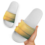 Sunrise Beach Print White Slide Sandals