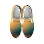 Sunrise Beach Print White Slip On Shoes
