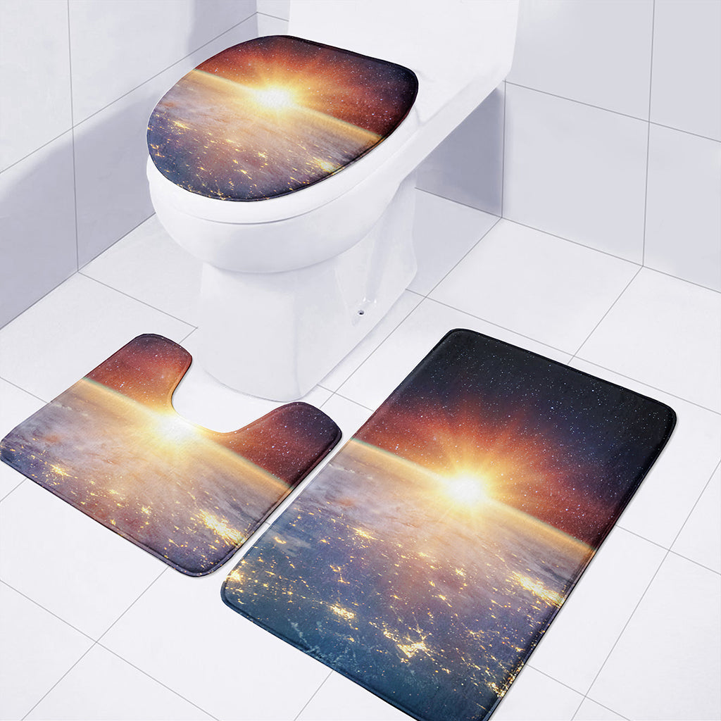 Sunrise Earth Print 3 Piece Bath Mat Set