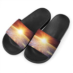 Sunrise Earth Print Black Slide Sandals