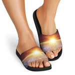 Sunrise Earth Print Black Slide Sandals