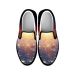 Sunrise Earth Print Black Slip On Shoes