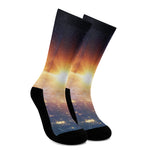 Sunrise Earth Print Crew Socks