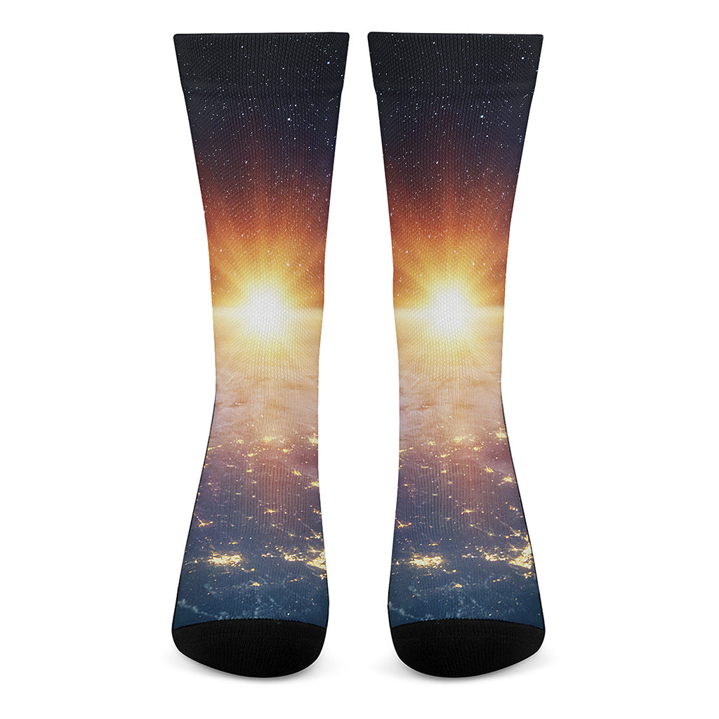 Sunrise Earth Print Crew Socks