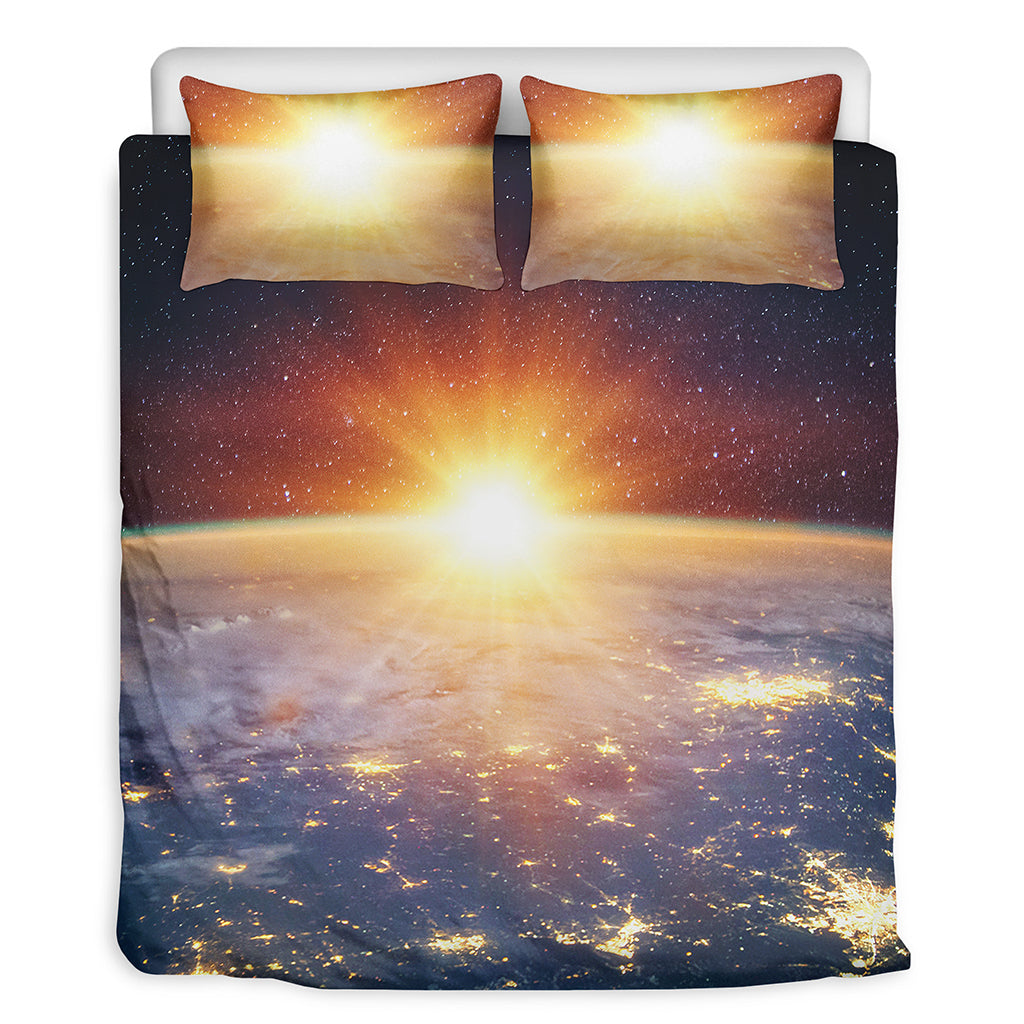 Sunrise Earth Print Duvet Cover Bedding Set