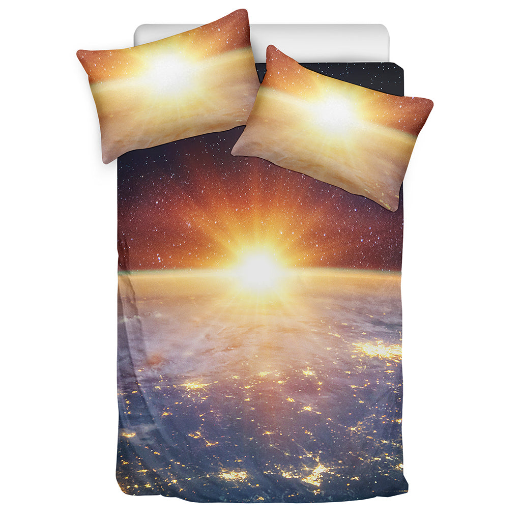Sunrise Earth Print Duvet Cover Bedding Set