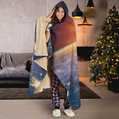 Sunrise Earth Print Hooded Blanket