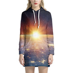 Sunrise Earth Print Hoodie Dress