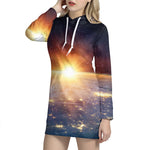Sunrise Earth Print Hoodie Dress