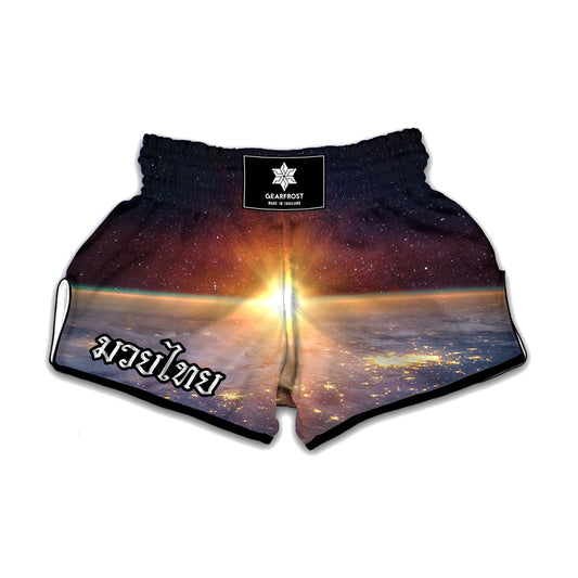 Sunrise Earth Print Muay Thai Boxing Shorts