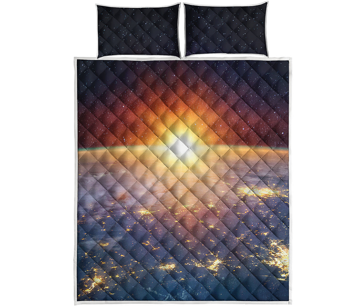 Sunrise Earth Print Quilt Bed Set