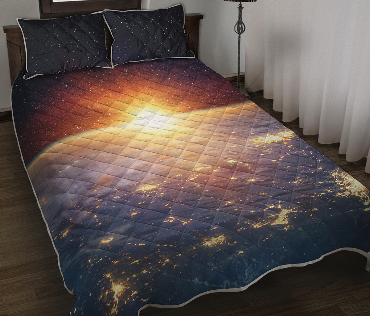 Sunrise Earth Print Quilt Bed Set