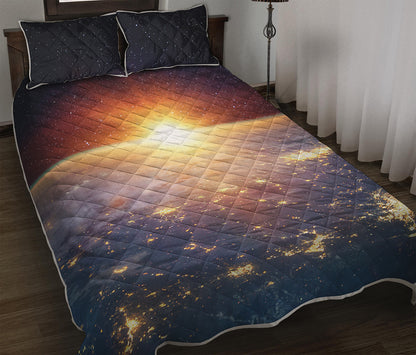 Sunrise Earth Print Quilt Bed Set