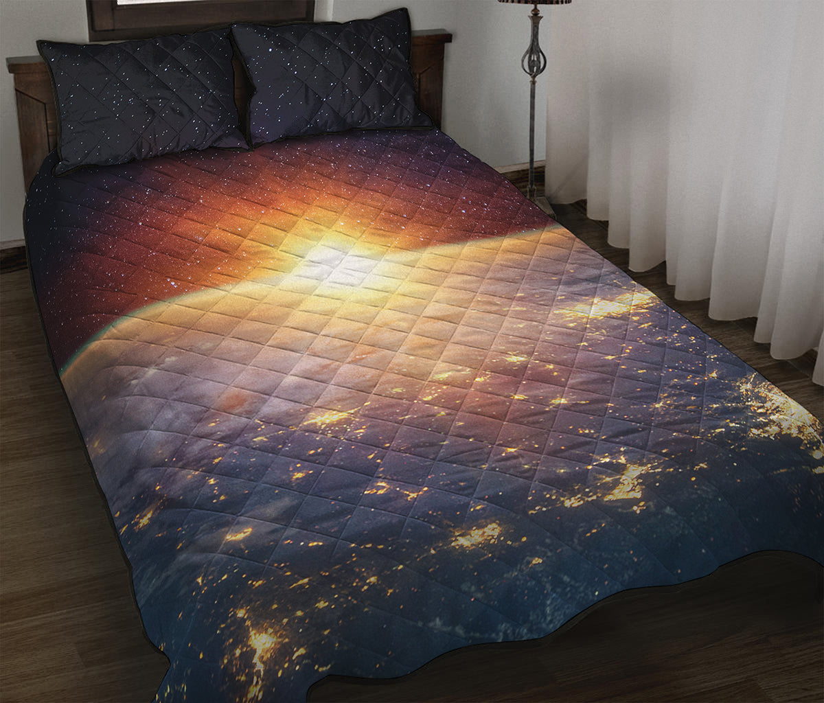 Sunrise Earth Print Quilt Bed Set