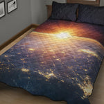 Sunrise Earth Print Quilt Bed Set