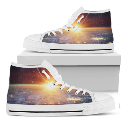 Sunrise Earth Print White High Top Shoes