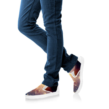 Sunrise Earth Print White Slip On Shoes
