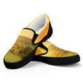 Sunrise Field Print Black Slip On Sneakers