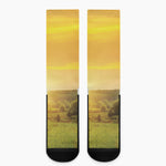 Sunrise Field Print Crew Socks