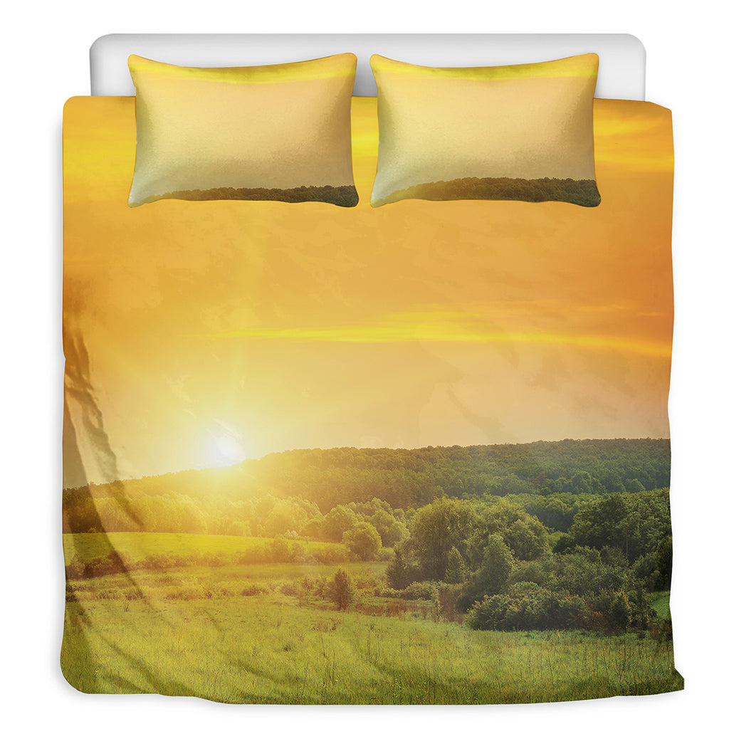 Sunrise Field Print Duvet Cover Bedding Set