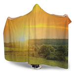 Sunrise Field Print Hooded Blanket