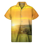 Sunrise Field Print Men's Short Sleeve Shirt