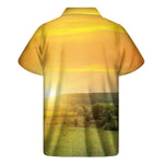 Sunrise Field Print Men's Short Sleeve Shirt