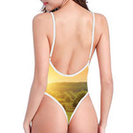 Sunrise Field Print One Piece High Cut Swimsuit