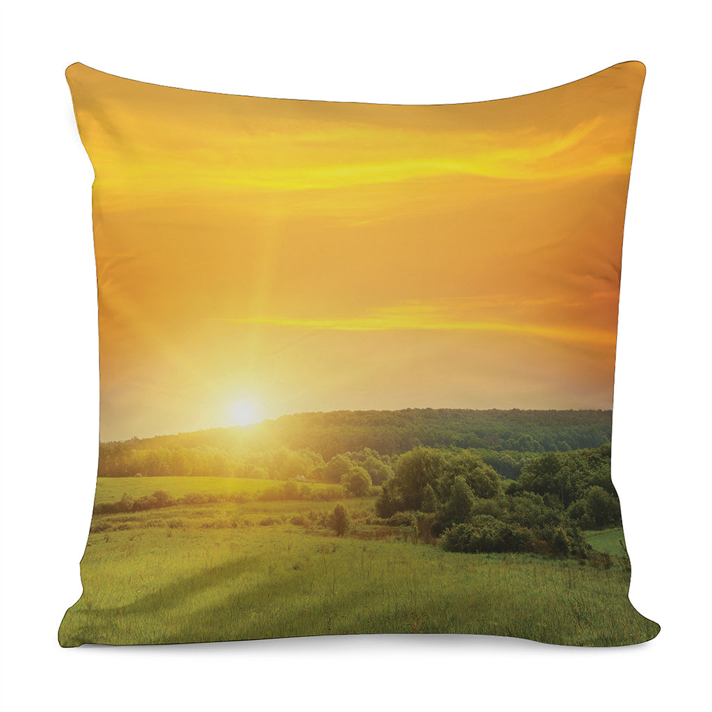 Sunrise Field Print Pillow Cover