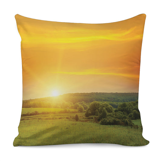 Sunrise Field Print Pillow Cover