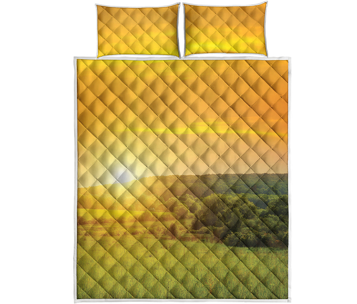 Sunrise Field Print Quilt Bed Set