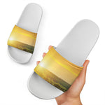 Sunrise Field Print White Slide Sandals