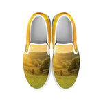 Sunrise Field Print White Slip On Shoes