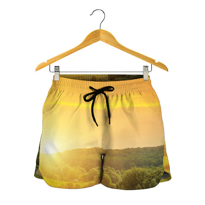 Sunrise Field Print Women's Shorts