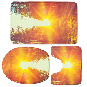 Sunrise Forest Print 3 Piece Bath Mat Set